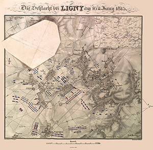 Thumbnail, Wagner's map of the Battle of Ligny, showing key movements